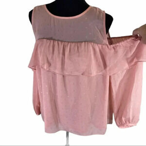 Old Navy M‎ pink chiffon cold shoulder tunic top